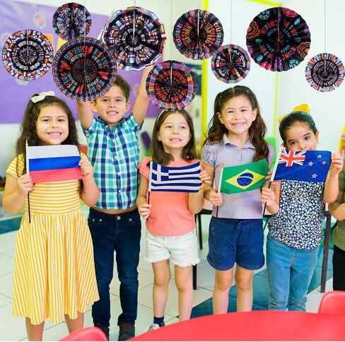 Outus 9 Pcs Hispanic Heritage Month Decorations Spanish Hanging Fans Latin American Paper Fans National Hispanic Heritage Month Hanging Decor Bulletin Board Classroom Decor for Ceiling Wall Home in Saudi Arabia