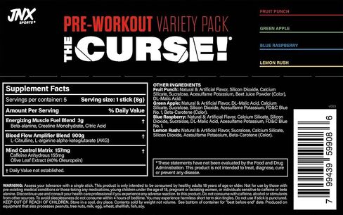 JNX The Curse! Pre Workout Powder with Creatine, Lemon Rush, 50 Servings | Pre workout powder for men & women with caffeine, L-Citrulline, Beta Alanine & Creatine for energy, pumps & performance. in Saudi Arabia