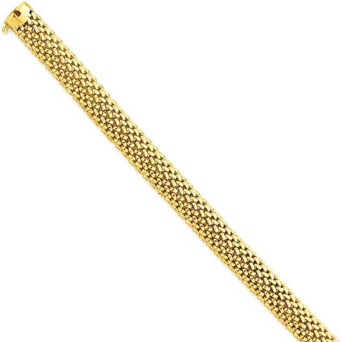 Solid 14K Yellow Gold 7.25In 9.25mm Polished Mesh Bracelet in Saudi Arabia