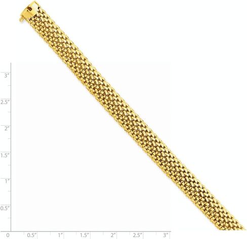 Solid 14K Yellow Gold 7.25In 9.25mm Polished Mesh Bracelet in Saudi Arabia