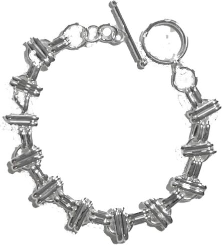 Sterling Silver Fancy Double Bar over Spaced Circles Design Bracelet with Toggle Clasp 7" in Saudi Arabia