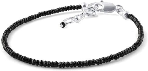 Natural Black Spinel Beads Sterling Silver Clasp Gemstone Bracelets in Saudi Arabia