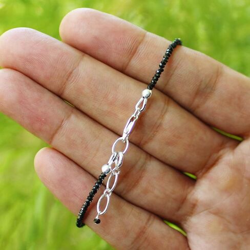Natural Black Spinel Beads Sterling Silver Clasp Gemstone Bracelets in Saudi Arabia