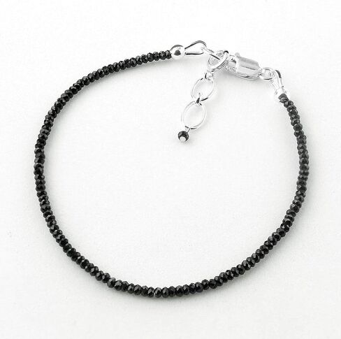 Natural Black Spinel Beads Sterling Silver Clasp Gemstone Bracelets in Saudi Arabia