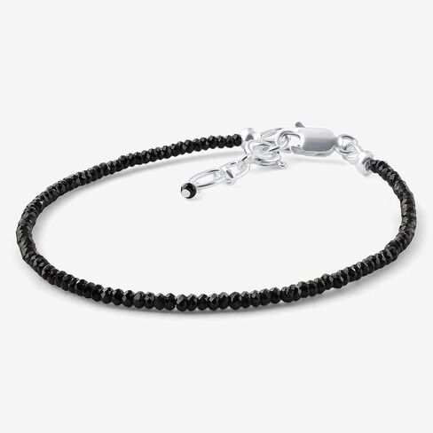 Natural Black Spinel Beads Sterling Silver Clasp Gemstone Bracelets in Saudi Arabia