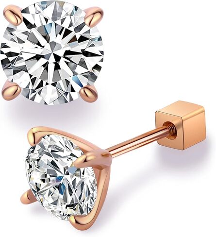 0.3/0.5/1CT Moissanite Stud Earrings, Silver/Rose Gold Color Sparkling Earrings for Women, 925 Sterling Silver Plated 18K White Gold Earrings in Saudi Arabia