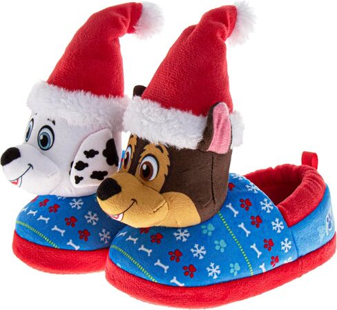 Josmo Minnie Mouse Paw Patrol Cars Christmas Slippers for Girls and Boys - Kids Cozy Plush Holiday Winter Santa Hat House Shoes (Sizes: 5-10 Toddlers / 11-12 Little Kids) in Saudi Arabia
