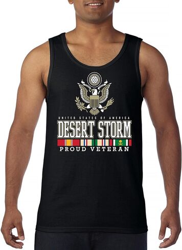 Desert Storm Proud Veteran Tank Top American Army Gulf War Operation Served DD 214 Veterans Day Patriot Men's Top in Saudi Arabia