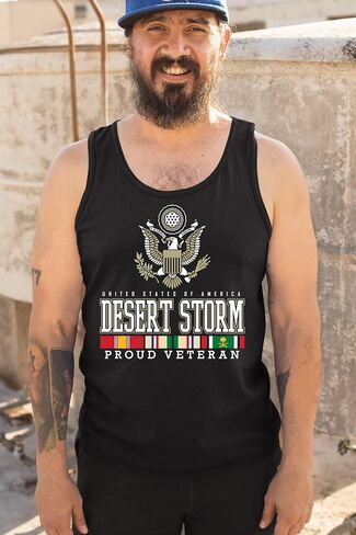 Desert Storm Proud Veteran Tank Top American Army Gulf War Operation Served DD 214 Veterans Day Patriot Men's Top in Saudi Arabia