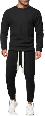 Track Suits Mens Sweat Suits 2 Piece Set Mens Crewneck Tracksuit Pullover Jogging Athletic Casual Sweatsuit Waffle M-5XL in Saudi Arabia