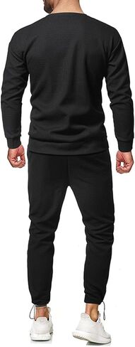 Track Suits Mens Sweat Suits 2 Piece Set Mens Crewneck Tracksuit Pullover Jogging Athletic Casual Sweatsuit Waffle M-5XL in Saudi Arabia