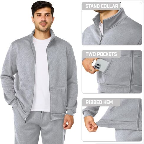 Men's Tracksuits Casual Sweatsuit 2 Piece Full Zip Sweatshirt and Sweatpants Set Athletic Jogging Suit in Saudi Arabia