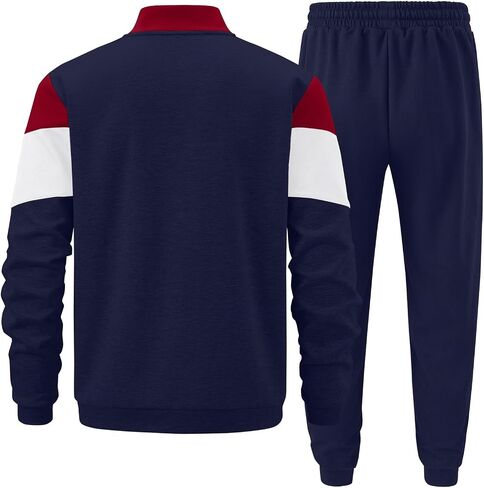 UOUA Men's Tracksuits Set Full Zip Jacket & Sweatpants 2 Piece Athletic Jogging Suits Casual Sports Color Block Outfit in Saudi Arabia