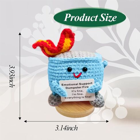Emotional Support Dumpster- Handmade Crochet Dumpster Fire Doll, Christmas Dumpster Fire Knitting Toy Ornaments with Positive Card, Handmade Emotional Support Crochet Gift Desk Decor (7pcs) in Saudi Arabia