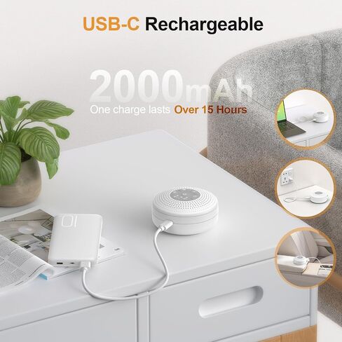 White Noise Machine, Portable Sound Machine with 2000mAh Battery, 21 Soothing Sound Machine for Baby Kids Adults Sleeping, Sound Therapy Sleep Aid with Timer and Child Lock for Home Travel Nursery in Saudi Arabia