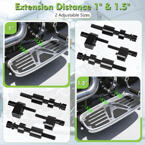 1inch &1.5inch Driver Floorboard Extensions, Floorboard Spacer Extenders Kit Fit for Harley Touring Street Glide Road Glide Road King 2009-2024 FL Trikes Include Bolts and Spacers, Black in Saudi Arabia
