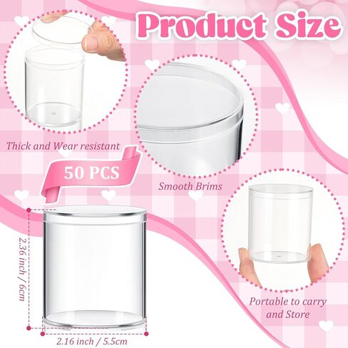 Taiyin 50 Pcs Plastic Acrylic Circle Box with Lid Clear Acrylic Box Small 3'' Round Cube Organizer Transparent Storage Boxes Containers for Candy Beads Jewelry Gift Wedding Graduation Favor in Kuwait