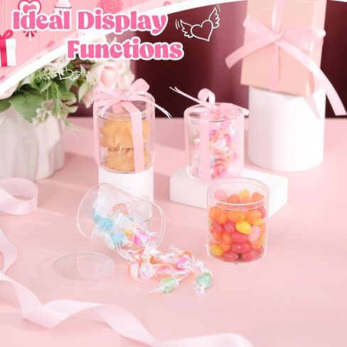 Taiyin 50 Pcs Plastic Acrylic Circle Box with Lid Clear Acrylic Box Small 3'' Round Cube Organizer Transparent Storage Boxes Containers for Candy Beads Jewelry Gift Wedding Graduation Favor in Kuwait