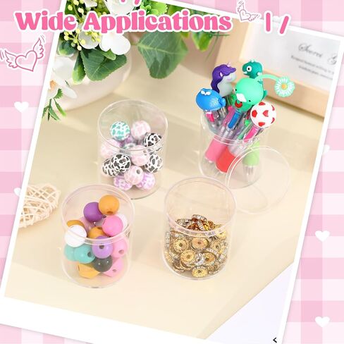 Taiyin 50 Pcs Plastic Acrylic Circle Box with Lid Clear Acrylic Box Small 3'' Round Cube Organizer Transparent Storage Boxes Containers for Candy Beads Jewelry Gift Wedding Graduation Favor in Kuwait