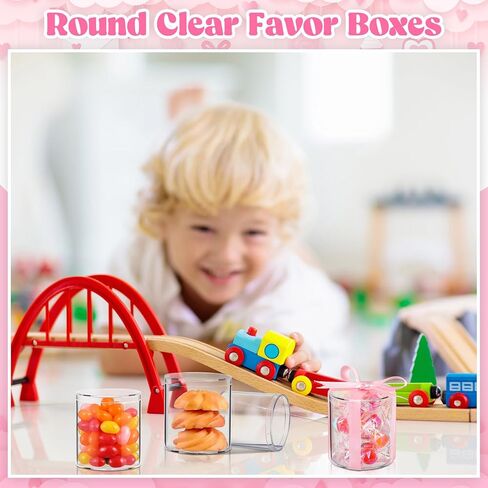 Taiyin 50 Pcs Plastic Acrylic Circle Box with Lid Clear Acrylic Box Small 3'' Round Cube Organizer Transparent Storage Boxes Containers for Candy Beads Jewelry Gift Wedding Graduation Favor in Kuwait