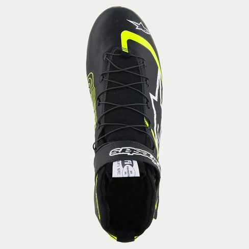 Alpinestars Tech-1 Z V3 Driving Shoes SFI - Size 12 - Black/Yellow Fluorescent (2715524-155-12) in Saudi Arabia