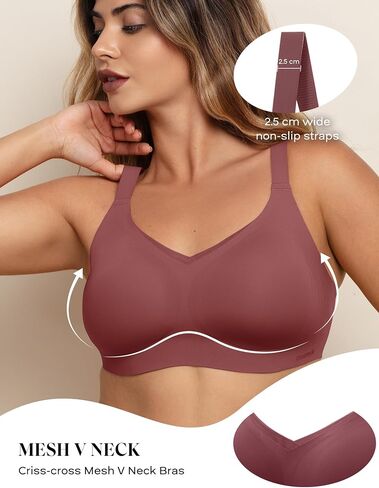 Women No Underwire Bra Comfort Seamless Full Coverage Mesh Bralette Bra with Adjustable Contrast Color Strap S-4XL in Saudi Arabia