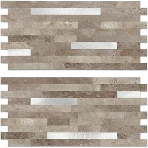 Yipscazo 20 Sheets Peel and Stick Stone Metal Backsplash, PVC Wall Tiles Stick on Tiles for Backsplash Kitchen, Bathroom, Laundry Room, Camper, Fireplace (6'' X 12'', Black Wood) in Kuwait