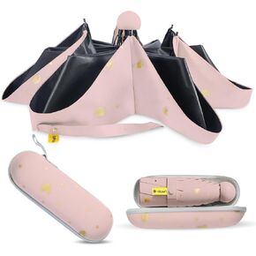 Compact Travel Umbrella - Mini Manual Umbrella for Purse, Windproof & UPF 50+ Sun & Rain Protection, Lightweight Portable Folding with Case for Women, Men，Kids in Saudi Arabia