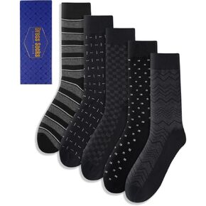 Mens Dress Socks Classic Patterned Business Crew Cotton Socks for Father Birthday Christmas Gifts 5 Pairs in Kuwait