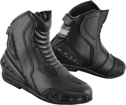 Motorcycle Leather Shoes for Men Anti-Slip Protective Boots with Ankle Support CE Approved Non-Slip Rubber Sole in Kuwait