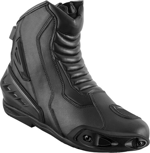 Motorcycle Leather Shoes for Men Anti-Slip Protective Boots with Ankle Support CE Approved Non-Slip Rubber Sole in Kuwait