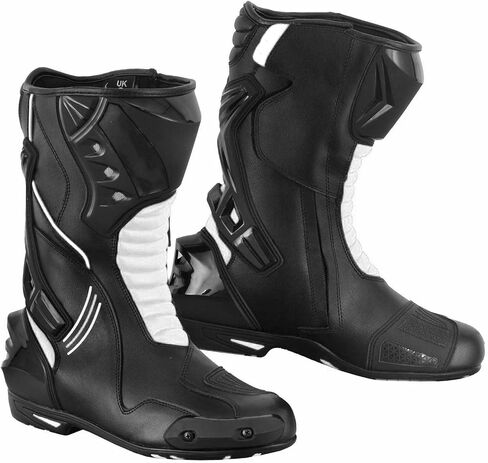 Men's Motorcycle Shoes Leather Motorbike Boots with Ankle Support Non-Slip Sole Reinforced Foot Protective Motocross Boots Rubber Sole in Kuwait
