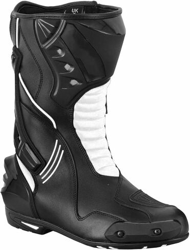 Men's Motorcycle Shoes Leather Motorbike Boots with Ankle Support Non-Slip Sole Reinforced Foot Protective Motocross Boots Rubber Sole in Kuwait