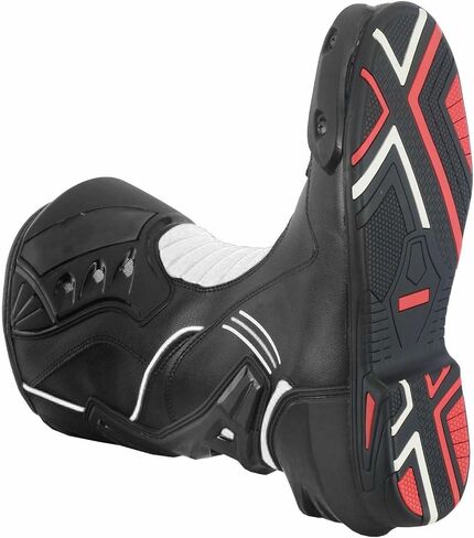 Men's Motorcycle Shoes Leather Motorbike Boots with Ankle Support Non-Slip Sole Reinforced Foot Protective Motocross Boots Rubber Sole in Kuwait