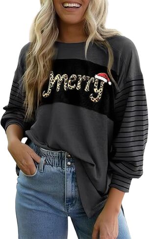 ترهل المرأة عيد الميلاد pullover عطلات عطلات مخططة طويلة الأكمام الطويلة عارضة أزياء البلوزات الكث in Saudi Arabia