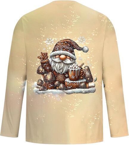 Mens Ugly Christmas Sweaters Big and Tall Santa Claus Graphic Long Sleeve Tee Shirts Holiday Xmas Tops Sweatshirts in Saudi Arabia