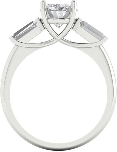 Clara Pucci 2.5 CT Oval Cut Moissanite Ring for Women in 14K White Gold, 3 Stone Proposal Wedding Anniversary Designer Bridal Ring, Womens Solid Gold Ring in Saudi Arabia