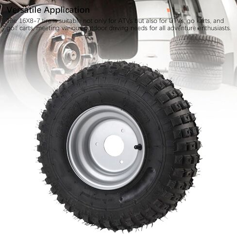 16x8-7 GO KART الإطارات والعجلة ، 7 بوصات إطارات ATV UTV على الحافات ، 3 العروة ، قبضة الطريق ممتازة ، لربعة adv go kart utv خارج الطريق جزازة الطريق in Saudi Arabia