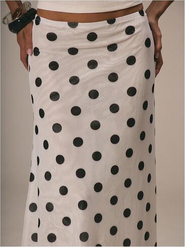 Soly Hux Women's Polka Dots Midi Skirt Low Rise Summer Disual Out Out Out Varts in Saudi Arabia