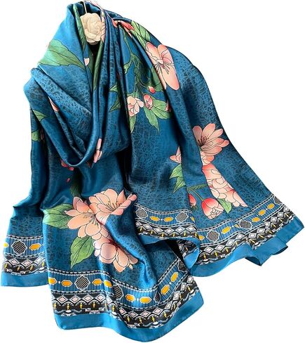 NUWEERIR Womens 100% Large Mulberry Silk Scarf Long Satin Scarf Fashion Lightweight Wraps in Kuwait