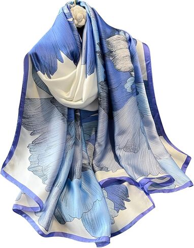 NUWEERIR Womens 100% Large Mulberry Silk Scarf Long Satin Scarf Fashion Lightweight Wraps in Kuwait