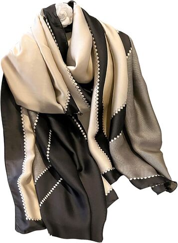 NUWEERIR Womens 100% Large Mulberry Silk Scarf Long Satin Scarf Fashion Lightweight Wraps in Kuwait