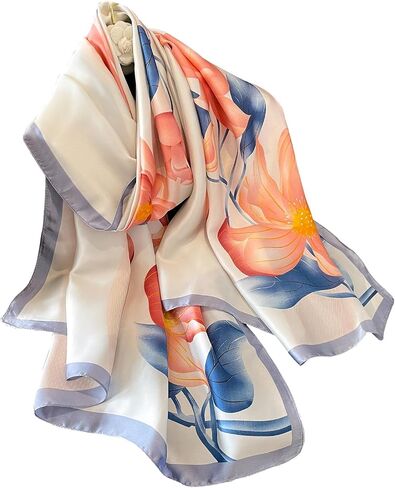 NUWEERIR Womens 100% Large Mulberry Silk Scarf Long Satin Scarf Fashion Lightweight Wraps in Kuwait