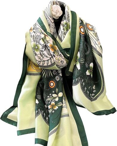 NUWEERIR Womens 100% Large Mulberry Silk Scarf Long Satin Scarf Fashion Lightweight Wraps in Kuwait