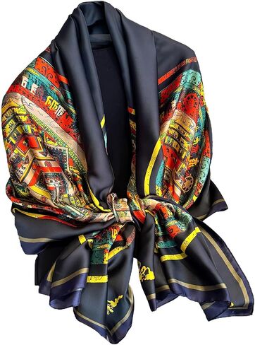 NUWEERIR Womens 100% Large Mulberry Silk Scarf Long Satin Scarf Fashion Lightweight Wraps in Kuwait