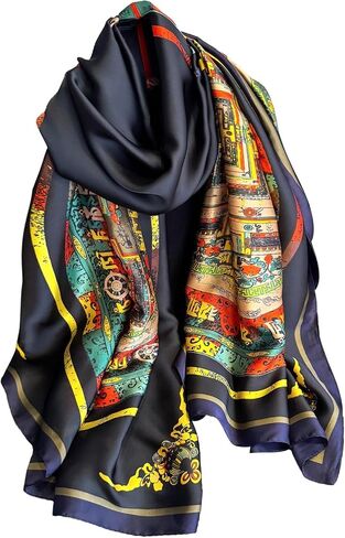 NUWEERIR Womens 100% Large Mulberry Silk Scarf Long Satin Scarf Fashion Lightweight Wraps in Kuwait