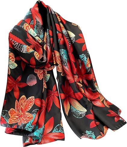 NUWEERIR Womens 100% Large Mulberry Silk Scarf Long Satin Scarf Fashion Lightweight Wraps in Kuwait