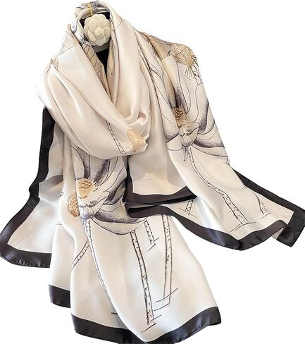 NUWEERIR Womens 100% Large Mulberry Silk Scarf Long Satin Scarf Fashion Lightweight Wraps in Kuwait