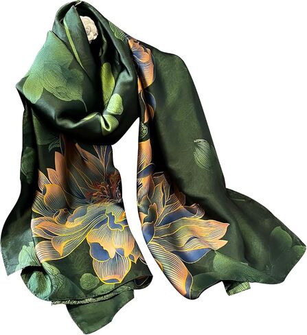 NUWEERIR Womens 100% Large Mulberry Silk Scarf Long Satin Scarf Fashion Lightweight Wraps in Kuwait