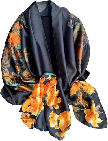 NUWEERIR Womens 100% Large Mulberry Silk Scarf Long Satin Scarf Fashion Lightweight Wraps in Kuwait